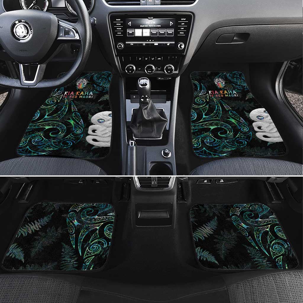 Kia Hara Te reo Maori Car Mats Manaia Moko Mix Paua Shell LT7 Set 4pcs Green - Polynesian Pride