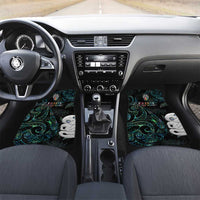 Kia Hara Te reo Maori Car Mats Manaia Moko Mix Paua Shell LT7 Set 2pcs - Front Green - Polynesian Pride