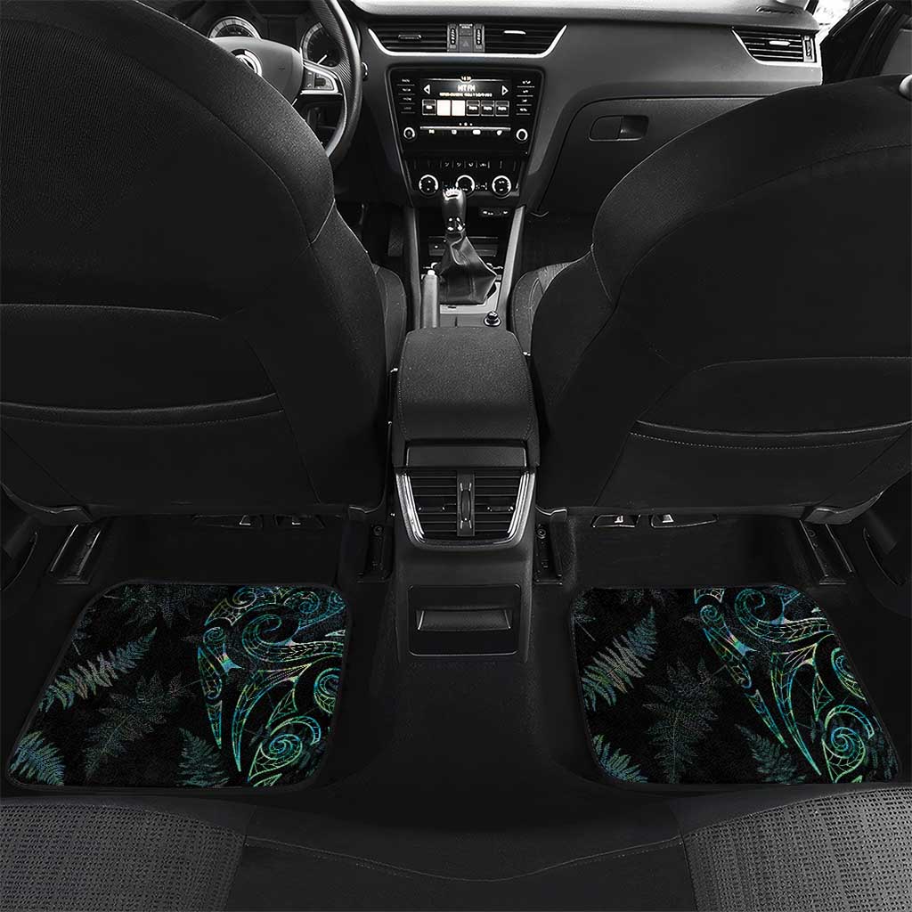 Kia Hara Te reo Maori Car Mats Manaia Moko Mix Paua Shell LT7 Set 2pcs - Back Green - Polynesian Pride