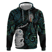 Kia Hara Te reo Maori Hoodie Manaia Moko Mix Paua Shell LT7 Pullover Hoodie Green - Polynesian Pride
