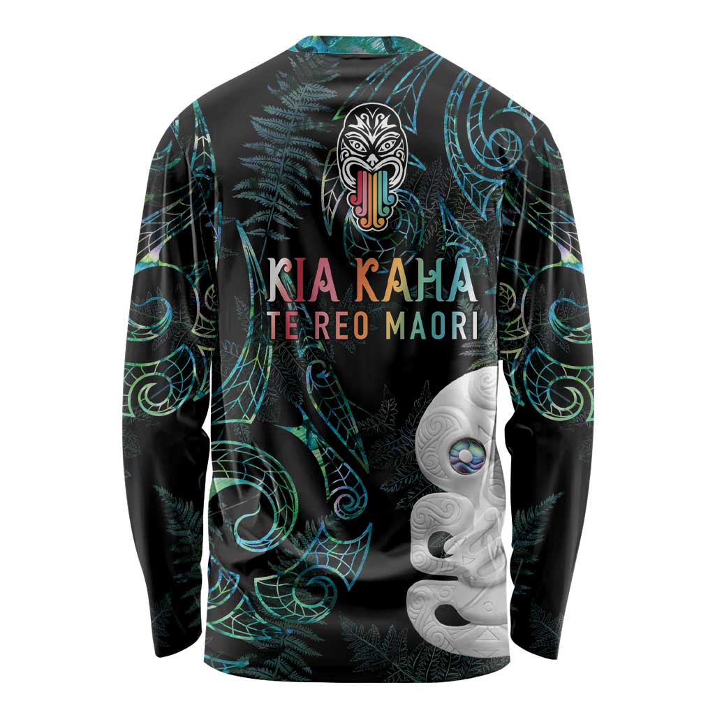 Kia Hara Te reo Maori Long Sleeve Shirt Manaia Moko Mix Paua Shell LT7 - Polynesian Pride
