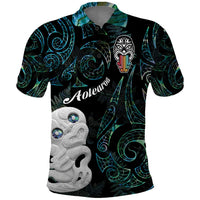 Kia Hara Te reo Maori Polo Shirt Manaia Moko Mix Paua Shell LT7 Green - Polynesian Pride