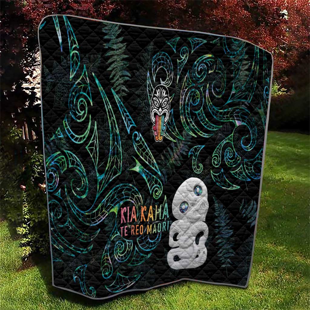 Kia Hara Te reo Maori Quilt Manaia Moko Mix Paua Shell LT7 - Polynesian Pride