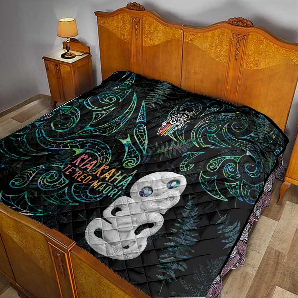 Kia Hara Te reo Maori Quilt Manaia Moko Mix Paua Shell LT7 - Polynesian Pride