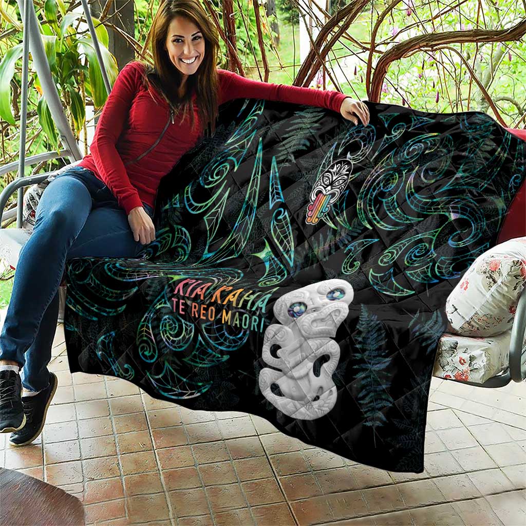 Kia Hara Te reo Maori Quilt Manaia Moko Mix Paua Shell LT7 - Polynesian Pride