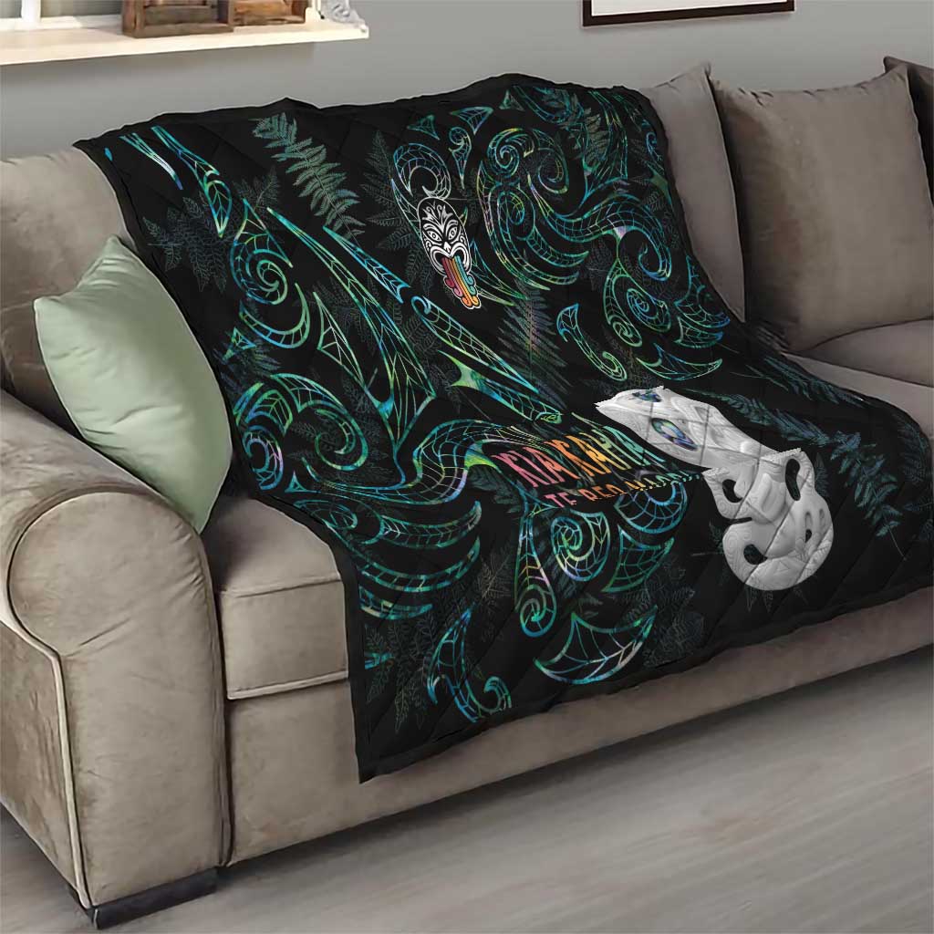 Kia Hara Te reo Maori Quilt Manaia Moko Mix Paua Shell LT7 - Polynesian Pride