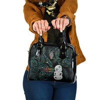 Kia Hara Te reo Maori Shoulder Handbag Manaia Moko Mix Paua Shell LT7 One Size Green - Polynesian Pride