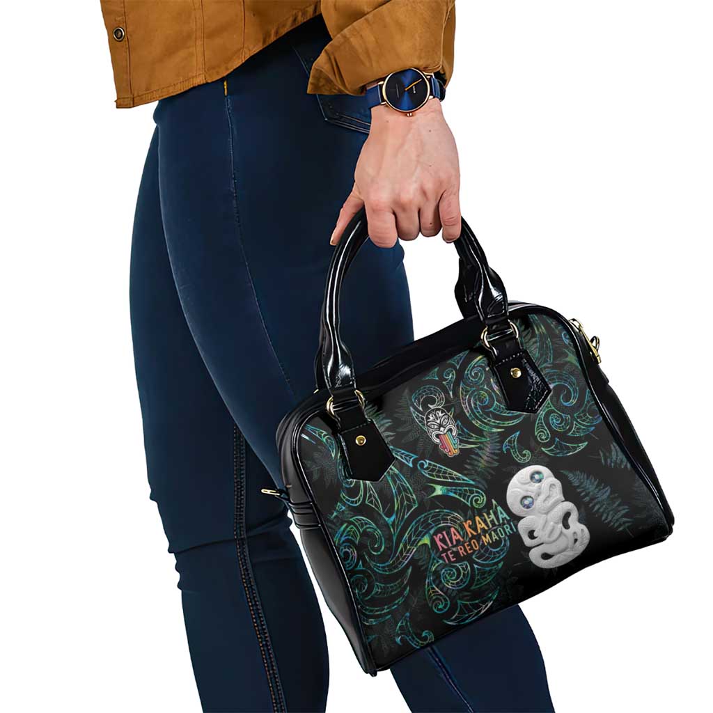 Kia Hara Te reo Maori Shoulder Handbag Manaia Moko Mix Paua Shell LT7 - Polynesian Pride