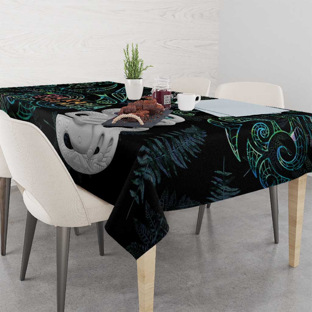 Kia Hara Te reo Maori Tablecloth Manaia Moko Mix Paua Shell LT7 - Polynesian Pride