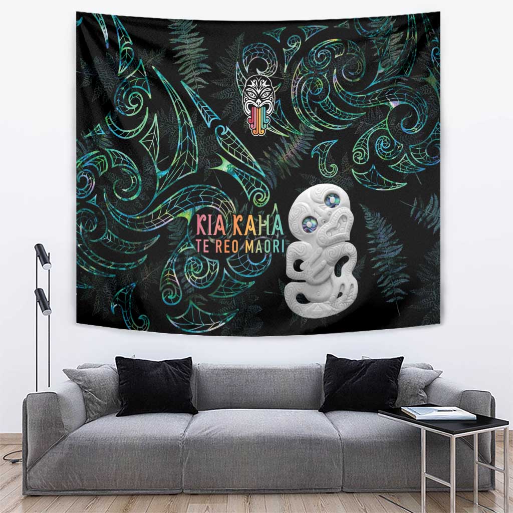 Kia Hara Te reo Maori Tapestry Manaia Moko Mix Paua Shell LT7 Green - Polynesian Pride