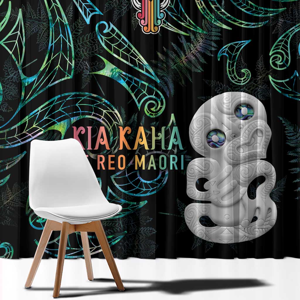 Kia Hara Te reo Maori Window Curtain Manaia Moko Mix Paua Shell LT7 - Polynesian Pride