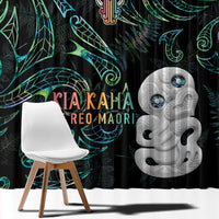Kia Hara Te reo Maori Window Curtain Manaia Moko Mix Paua Shell LT7 - Polynesian Pride