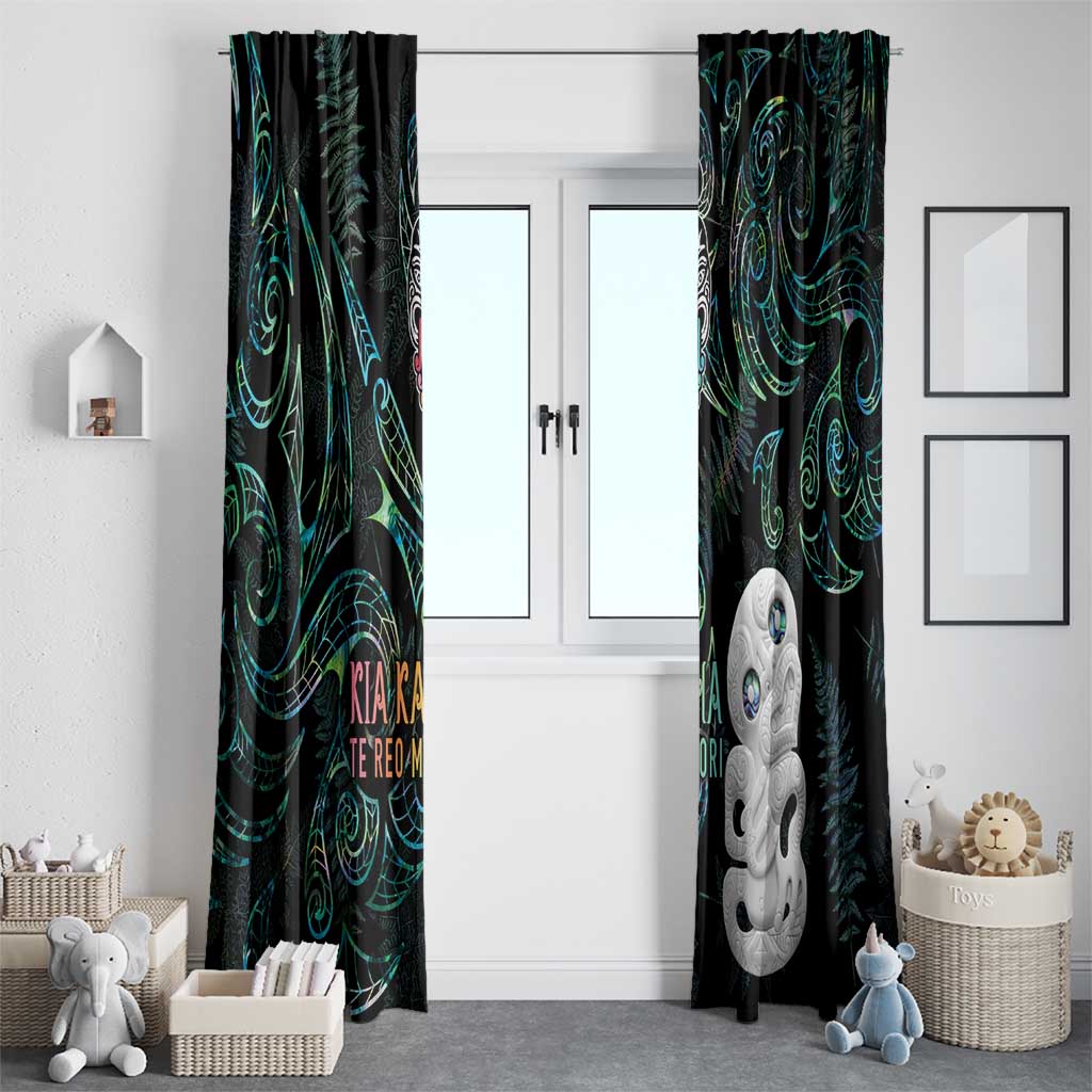 Kia Hara Te reo Maori Window Curtain Manaia Moko Mix Paua Shell LT7 - Polynesian Pride