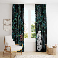 Kia Hara Te reo Maori Window Curtain Manaia Moko Mix Paua Shell LT7 - Polynesian Pride