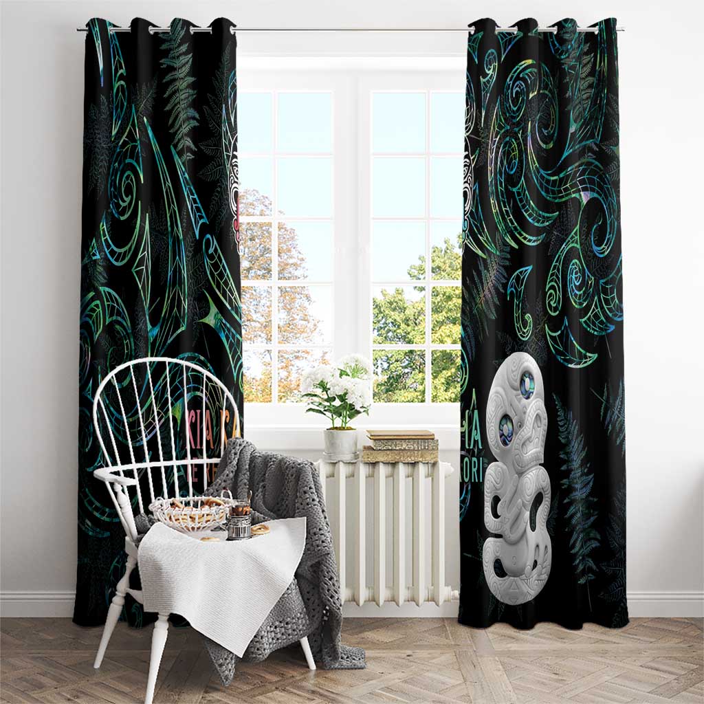 Kia Hara Te reo Maori Window Curtain Manaia Moko Mix Paua Shell LT7 - Polynesian Pride