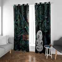 Kia Hara Te reo Maori Window Curtain Manaia Moko Mix Paua Shell LT7 With Grommets Green - Polynesian Pride