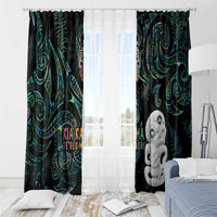 Kia Hara Te reo Maori Window Curtain Manaia Moko Mix Paua Shell LT7 - Polynesian Pride