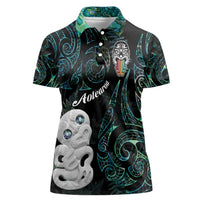 Kia Hara Te reo Maori Women Polo Shirt Manaia Moko Mix Paua Shell LT7 Female Green - Polynesian Pride