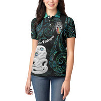 Kia Hara Te reo Maori Women Polo Shirt Manaia Moko Mix Paua Shell LT7 - Polynesian Pride