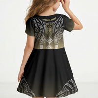 Aotearoa Maori Iwi Heritage Kid Short Sleeve Dress Waikato Tainui Parauri LT7 - Polynesian Pride