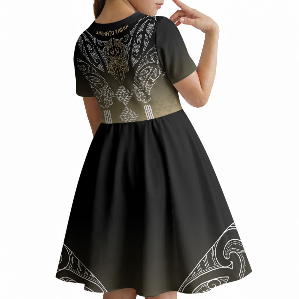 Aotearoa Maori Iwi Heritage Kid Short Sleeve Dress Waikato Tainui Parauri LT7 - Polynesian Pride