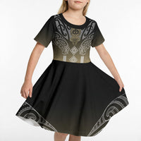 Aotearoa Maori Iwi Heritage Kid Short Sleeve Dress Waikato Tainui Parauri LT7 - Polynesian Pride