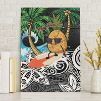 Tropical Christmas Polynesian Canvas Wall Art Funny Surfing Pineapple LT7 Without Frame Black - Polynesian Pride