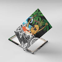 Tropical Christmas Polynesian Canvas Wall Art Funny Surfing Pineapple LT7 With Frame Black - Polynesian Pride