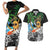 Tropical Christmas Polynesian Couples Matching Short Sleeve Bodycon Dress and Hawaiian Shirt Funny Surfing Pineapple