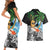 Tropical Christmas Polynesian Couples Matching Short Sleeve Bodycon Dress and Hawaiian Shirt Funny Surfing Pineapple