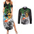 Tropical Christmas Polynesian Couples Matching Summer Maxi Dress and Long Sleeve Button Shirt Funny Surfing Pineapple