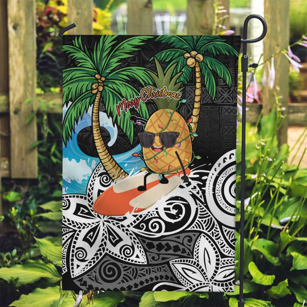 Tropical Christmas Polynesian Garden Flag Funny Surfing Pineapple LT7 Garden Flag Black - Polynesian Pride