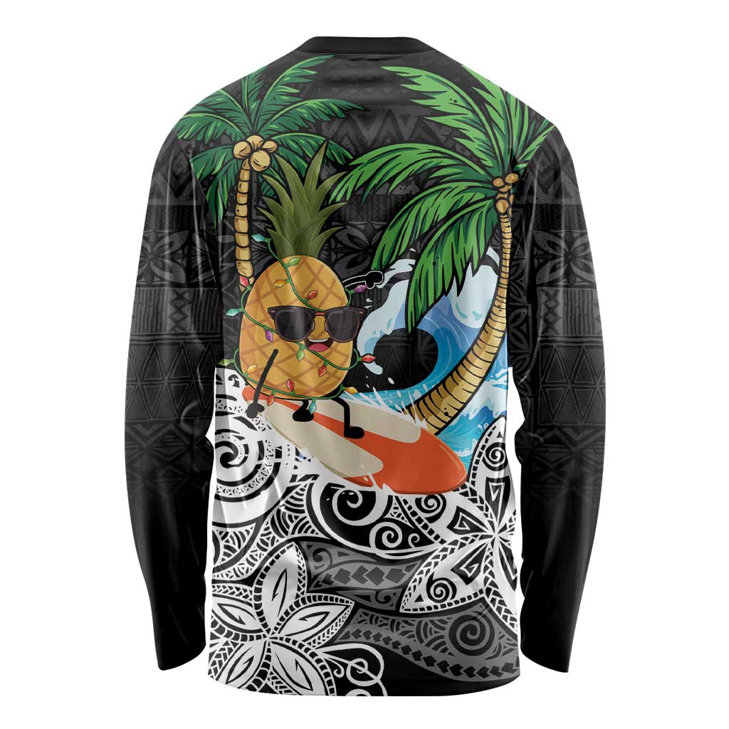Tropical Christmas Polynesian Long Sleeve Shirt Funny Surfing Pineapple LT7 - Polynesian Pride