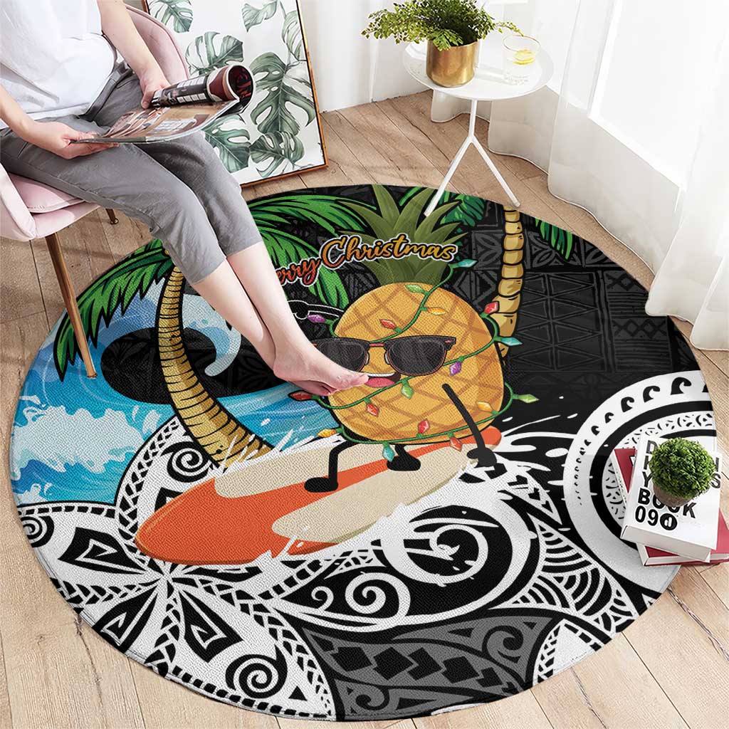 Tropical Christmas Polynesian Round Carpet Funny Surfing Pineapple LT7 - Polynesian Pride