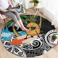Tropical Christmas Polynesian Round Carpet Funny Surfing Pineapple LT7 - Polynesian Pride