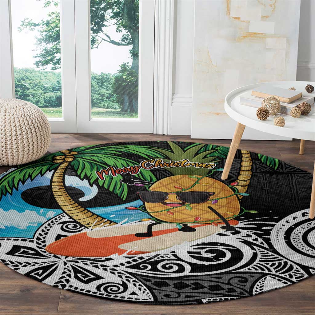 Tropical Christmas Polynesian Round Carpet Funny Surfing Pineapple LT7 - Polynesian Pride