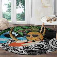 Tropical Christmas Polynesian Round Carpet Funny Surfing Pineapple LT7 - Polynesian Pride