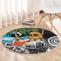 Tropical Christmas Polynesian Round Carpet Funny Surfing Pineapple LT7 - Polynesian Pride