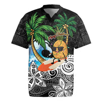 Tropical Christmas Polynesian Rugby Jersey Funny Surfing Pineapple LT7 Black - Polynesian Pride