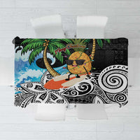 Tropical Christmas Polynesian Tablecloth Funny Surfing Pineapple LT7 Black - Polynesian Pride
