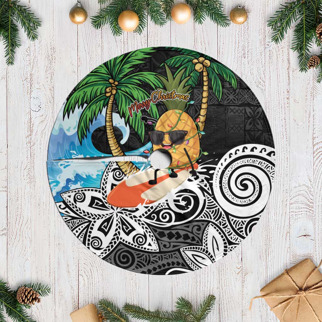 Tropical Christmas Polynesian Tree Skirt Funny Surfing Pineapple LT7 Casual Black - Polynesian Pride