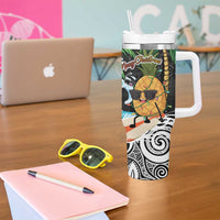 Tropical Christmas Polynesian Tumbler With Handle Funny Surfing Pineapple LT7 - Polynesian Pride