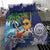 Tropical Christmas Polynesian Bedding Set Funny Surfing Pineapple Blue