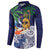 Tropical Christmas Polynesian Button Sweatshirt Funny Surfing Pineapple Blue