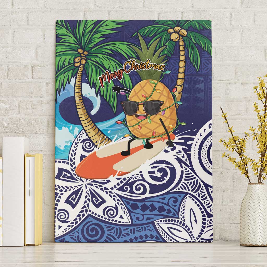 Tropical Christmas Polynesian Canvas Wall Art Funny Surfing Pineapple Blue LT7 Without Frame Blue - Polynesian Pride