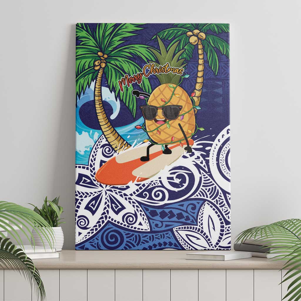 Tropical Christmas Polynesian Canvas Wall Art Funny Surfing Pineapple Blue LT7 - Polynesian Pride