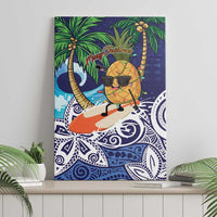 Tropical Christmas Polynesian Canvas Wall Art Funny Surfing Pineapple Blue LT7 - Polynesian Pride