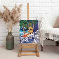 Tropical Christmas Polynesian Canvas Wall Art Funny Surfing Pineapple Blue LT7 - Polynesian Pride