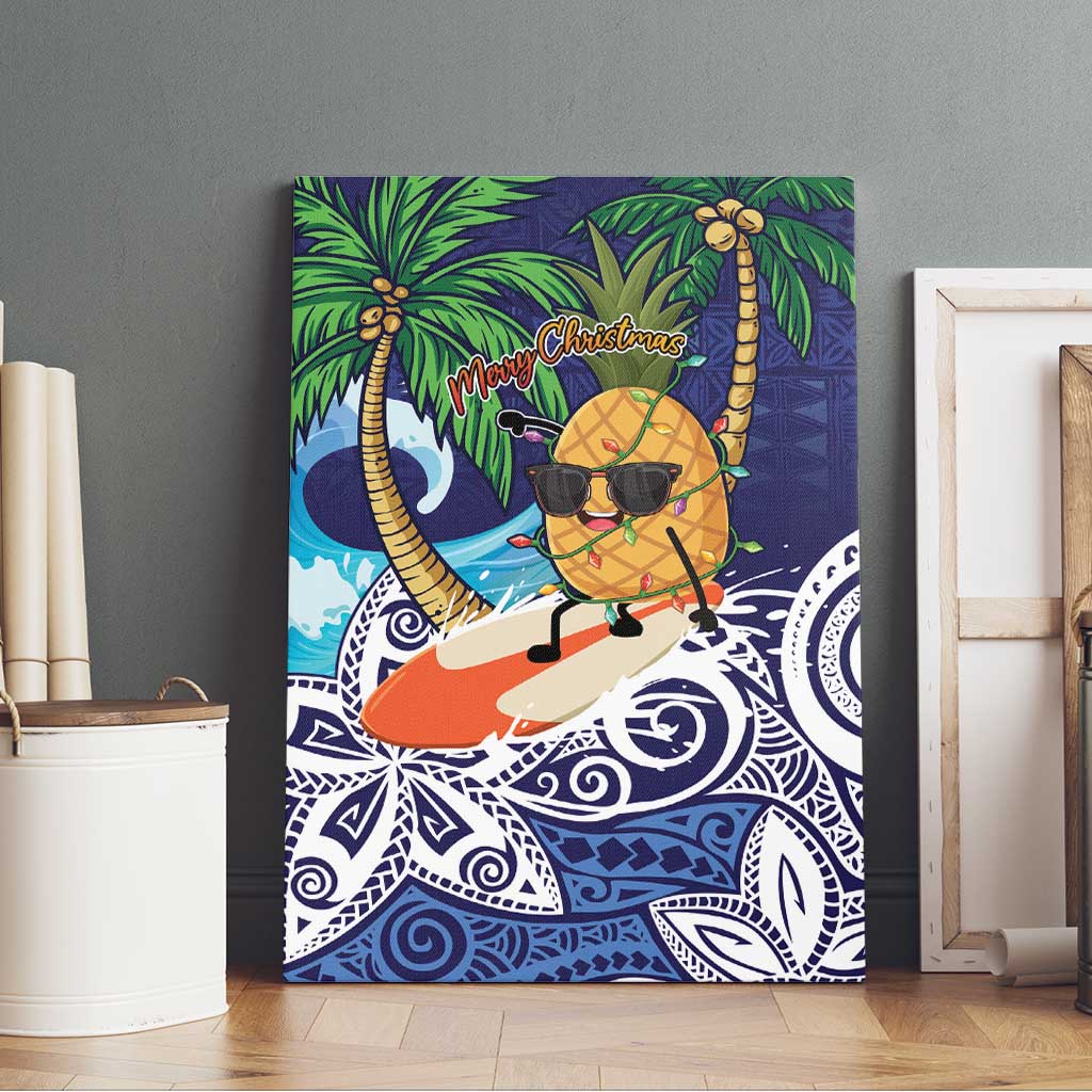 Tropical Christmas Polynesian Canvas Wall Art Funny Surfing Pineapple Blue LT7 - Polynesian Pride