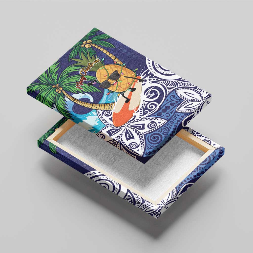 Tropical Christmas Polynesian Canvas Wall Art Funny Surfing Pineapple Blue LT7 - Polynesian Pride